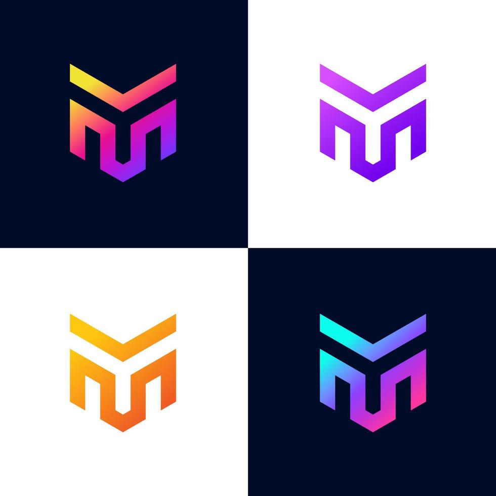 colorido m logotipo de ícone de letra com base inicial. vetor