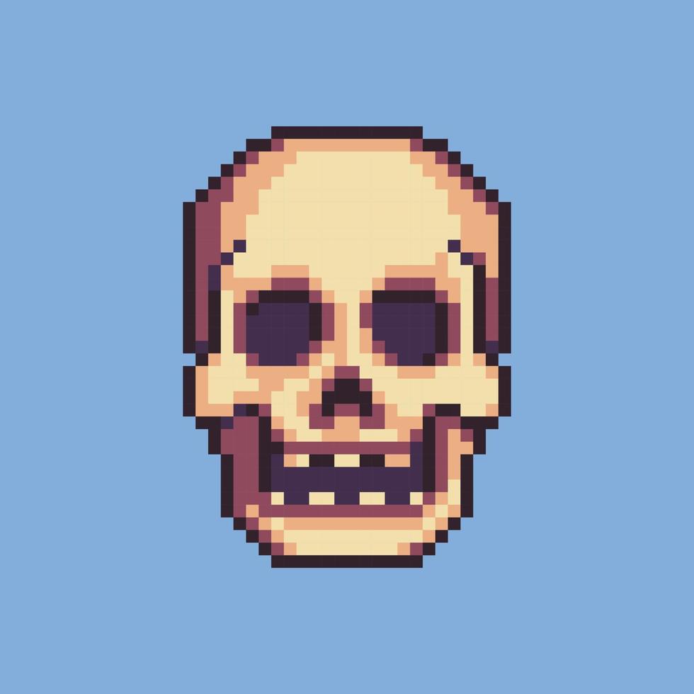 vetor de ilustração de crânio humano de pixel art para jogo