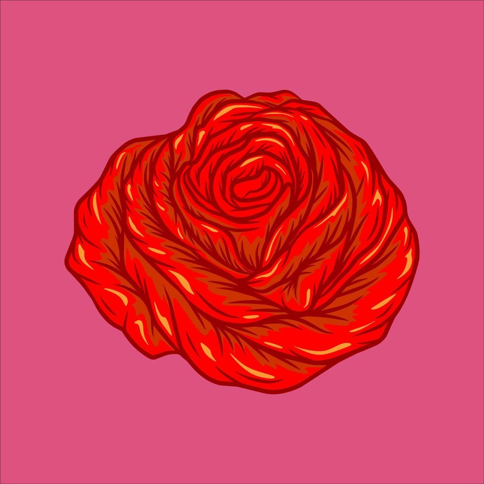 mão de flor rosa desenho ilustração de cor vermelha vetor