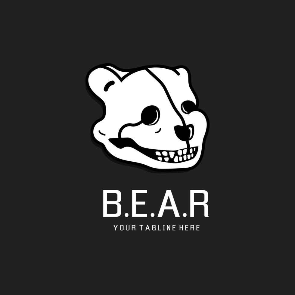 vetor de ilustração de design de logotipo de mascote de caveira de urso