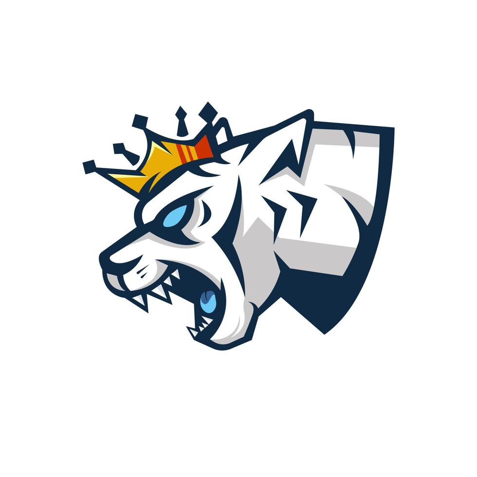 design de logotipo de mascote rei do tigre vetor