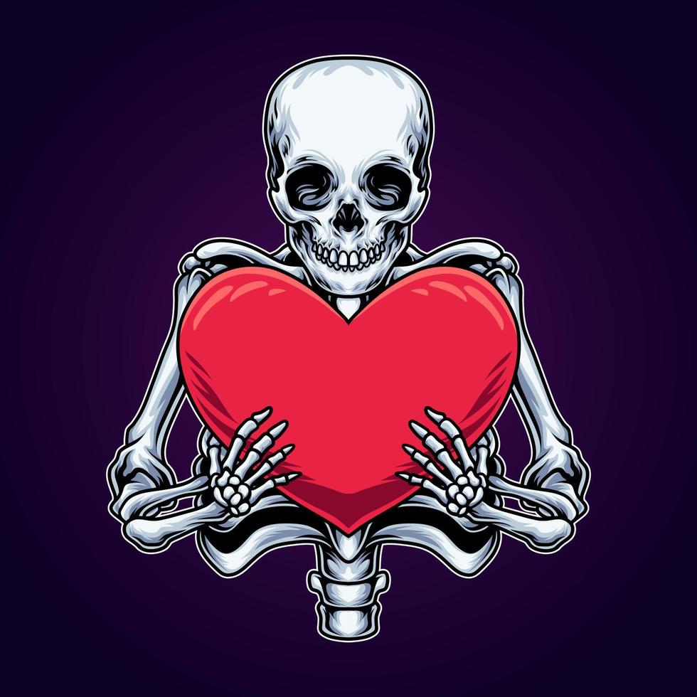 esqueleto segurando uma placa de amor vetor
