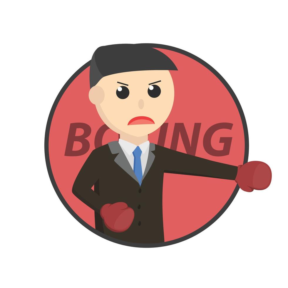 personagem de design de mascote de empresário boxer vermelho sobre fundo branco vetor