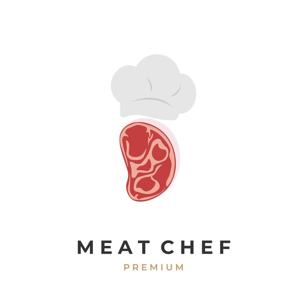 logotipo de ilustração abstrata de carne com chapéu de chef vetor