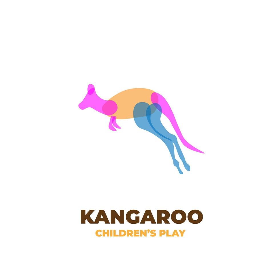 logotipo de ilustração abstrata de canguru com cores sobrepostas alegres vetor