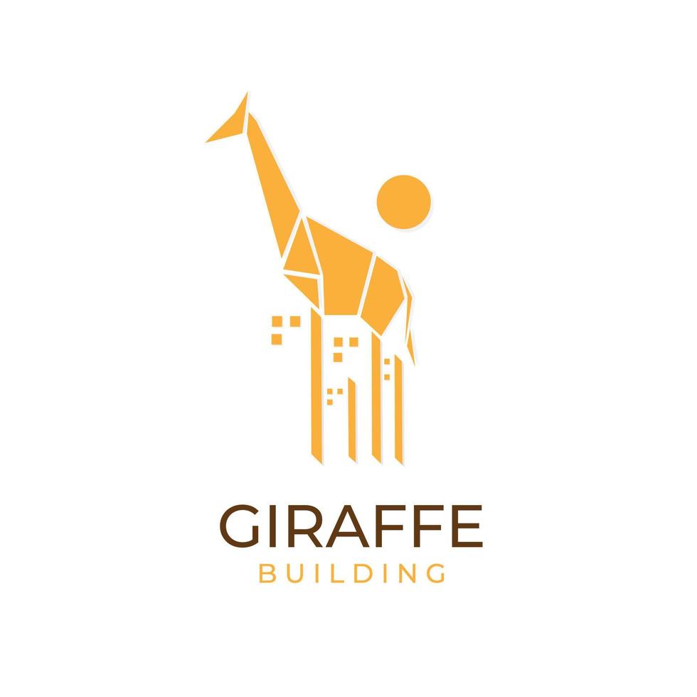 logotipo de ilustração vetorial de construção de girafa amarela vetor