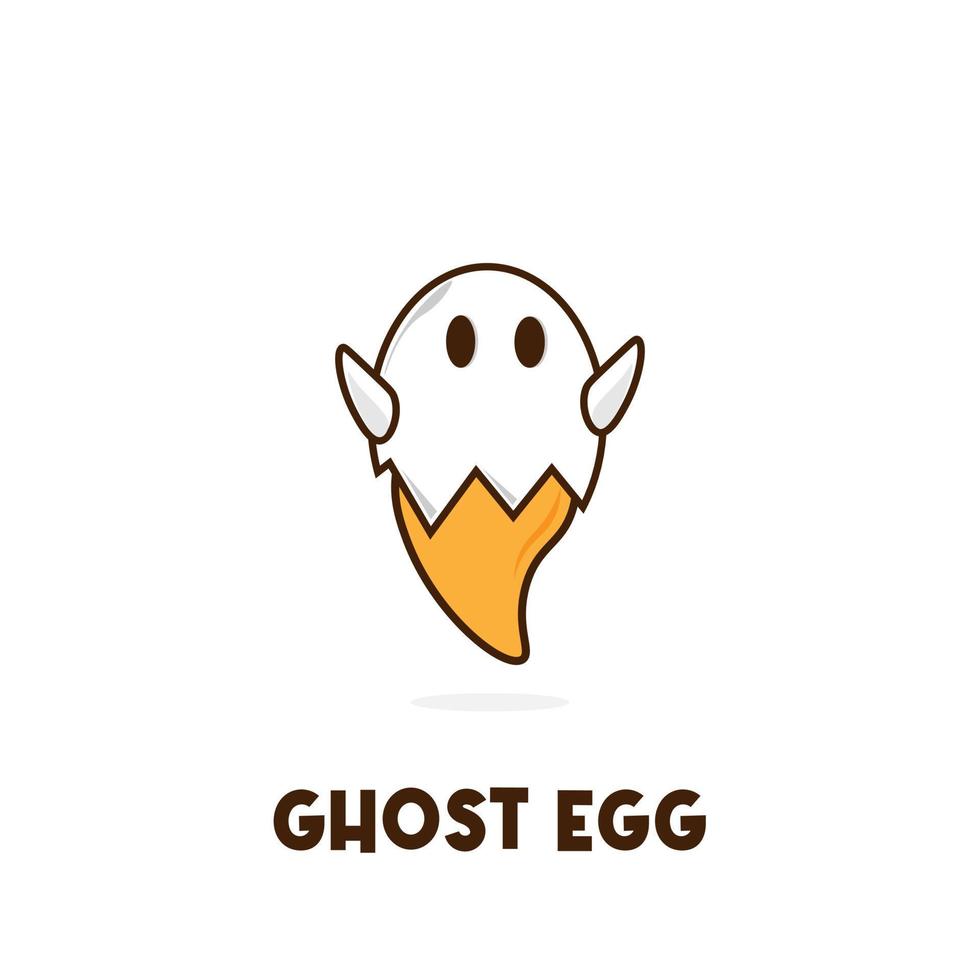 logotipo de ilustração de desenho animado fofo de ovo fantasma vetor