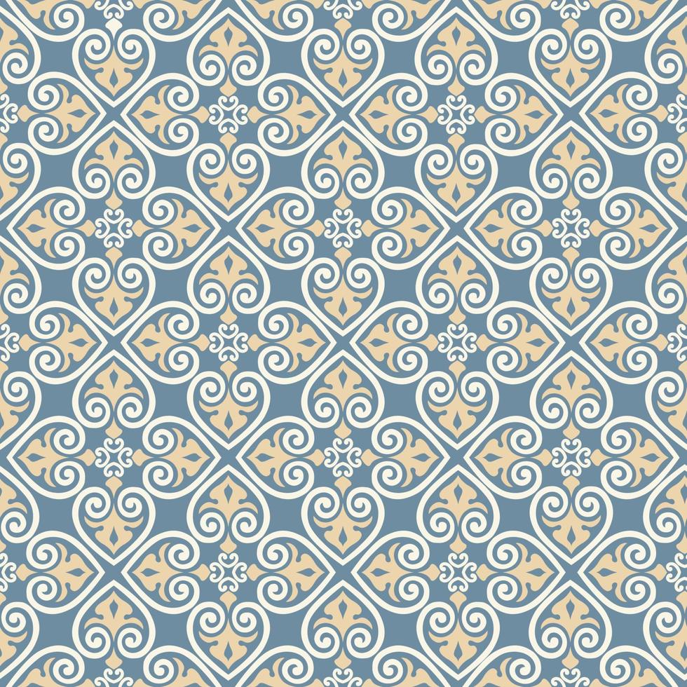 padrão sem emenda com ornamento floral asiático. textura ornamental abstrata. fundo de azulejo de floreio diagonal artístico em estilo árabe oriental vetor