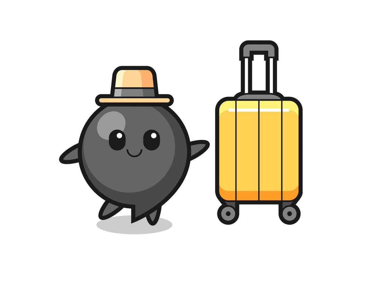 ilustração de desenho animado de símbolo de vírgula com bagagem de férias vetor