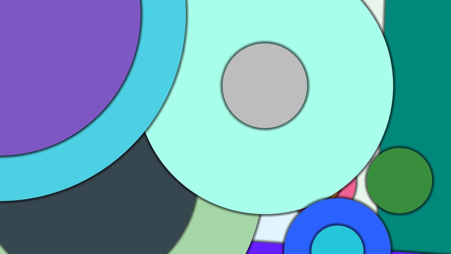 abstrato geométrico vetorial colorido em estilo de design de material com círculos concêntricos e retângulos girados com sombras, imitando papel cortado. vetor