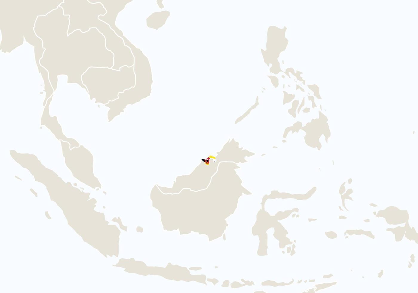 ásia com mapa brunei destacado. vetor