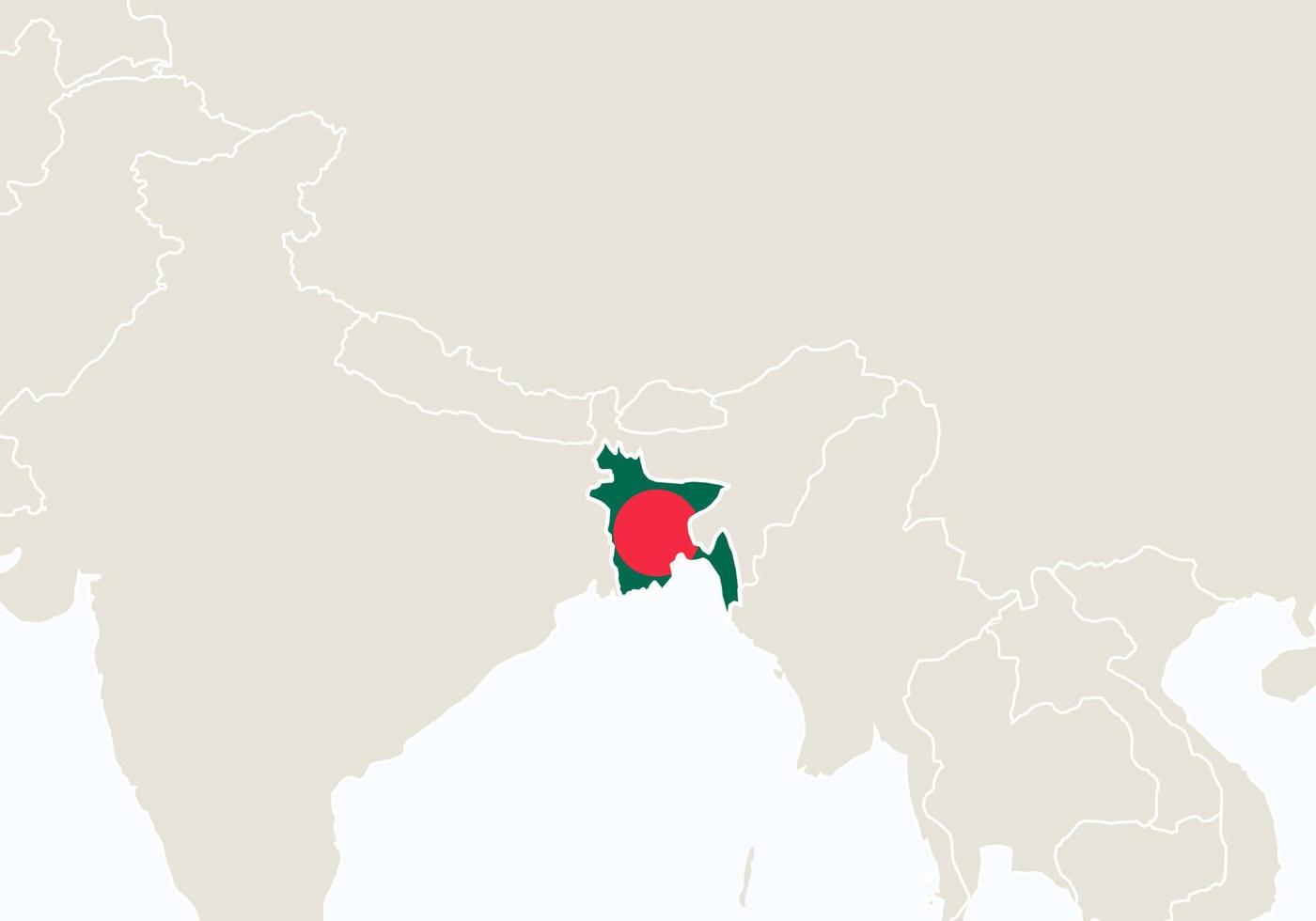 ásia com mapa destacado de bangladesh. vetor