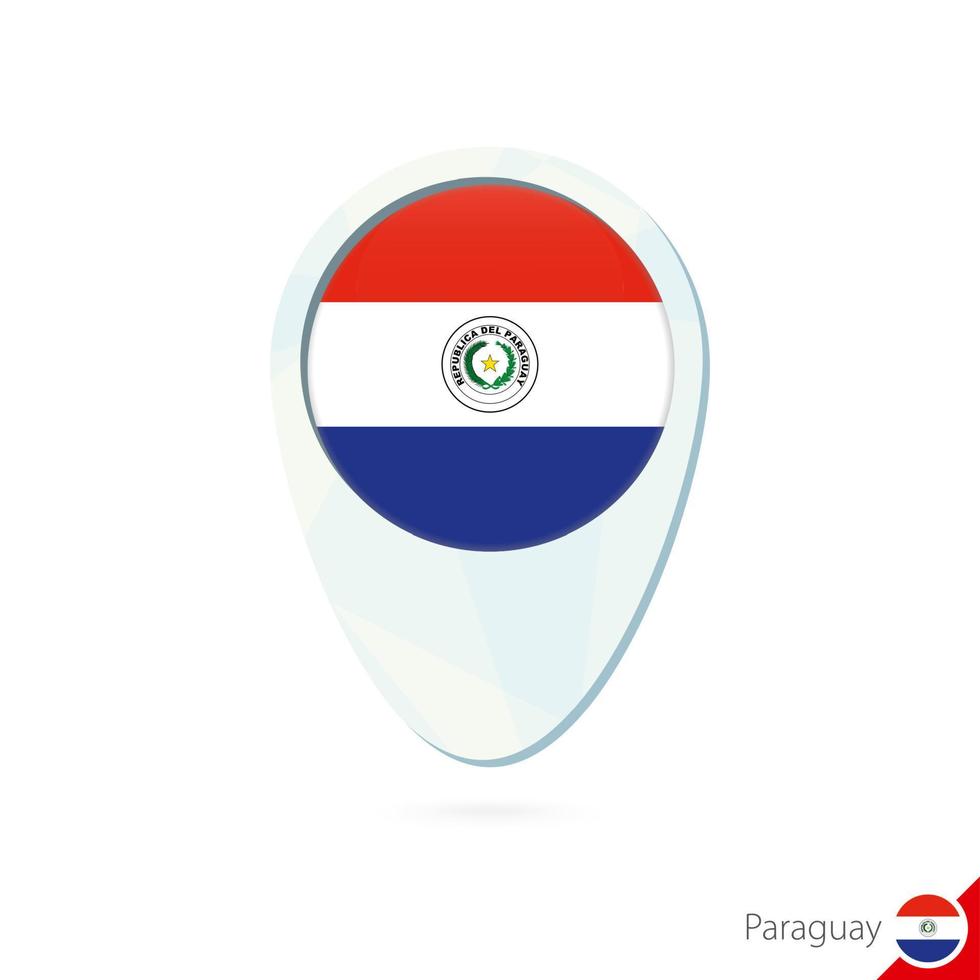 ícone de pino do mapa de localização da bandeira do paraguai em fundo branco. vetor