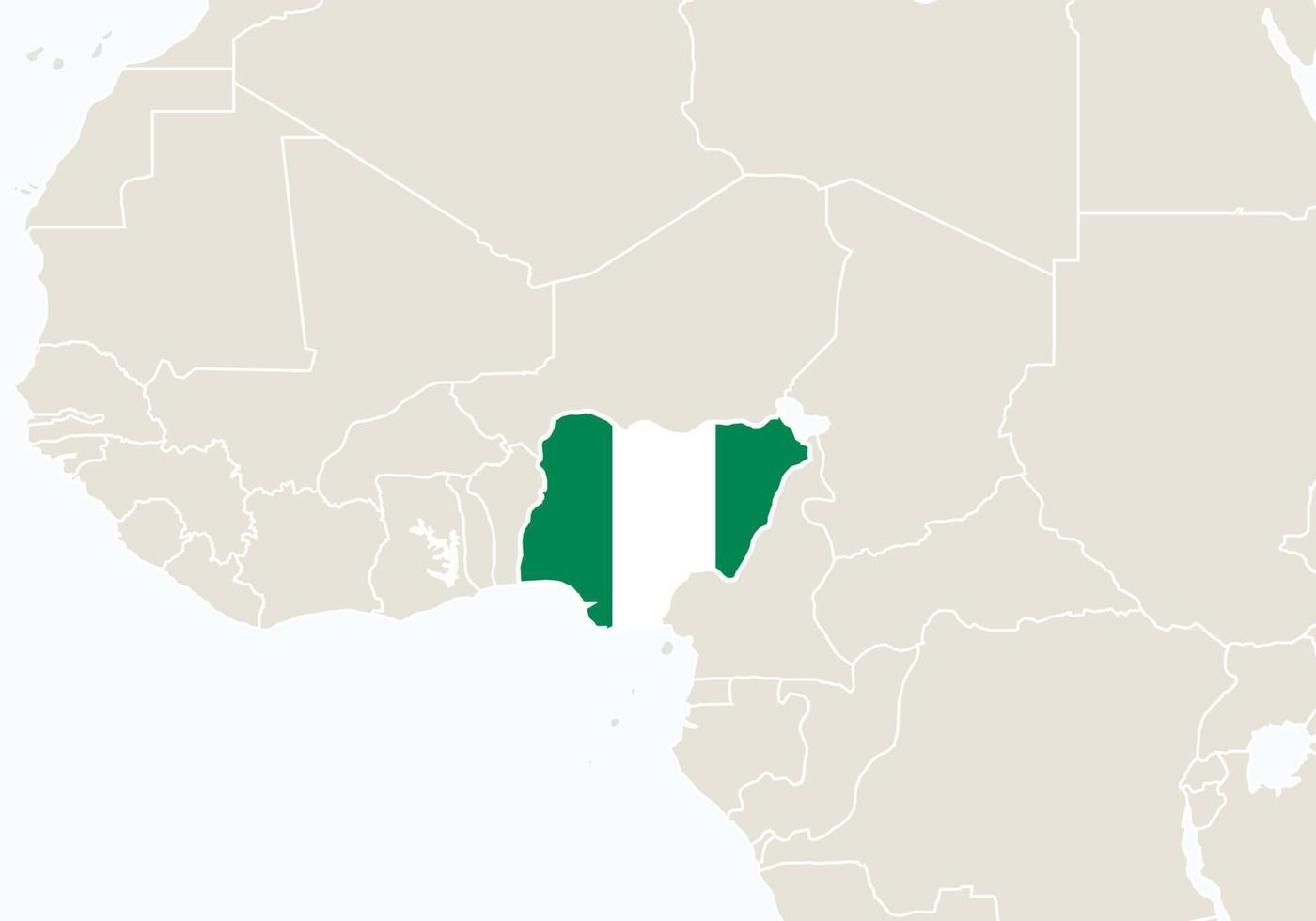 África com mapa destacado da Nigéria. vetor