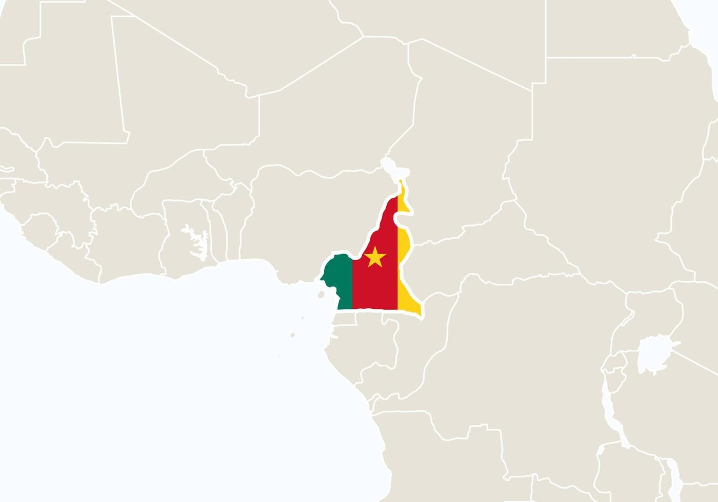 áfrica com mapa de camarões destacado. vetor