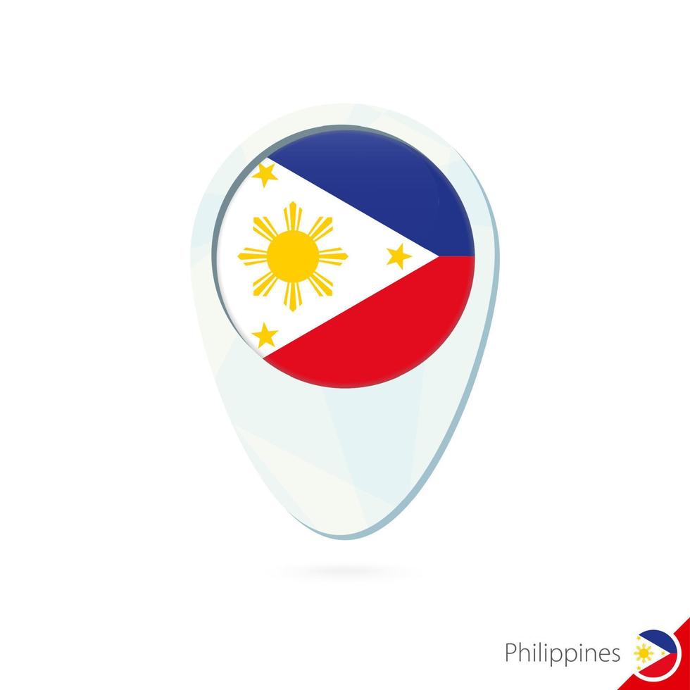 ícone de pino de mapa de localização de bandeira filipinas sobre fundo branco. vetor