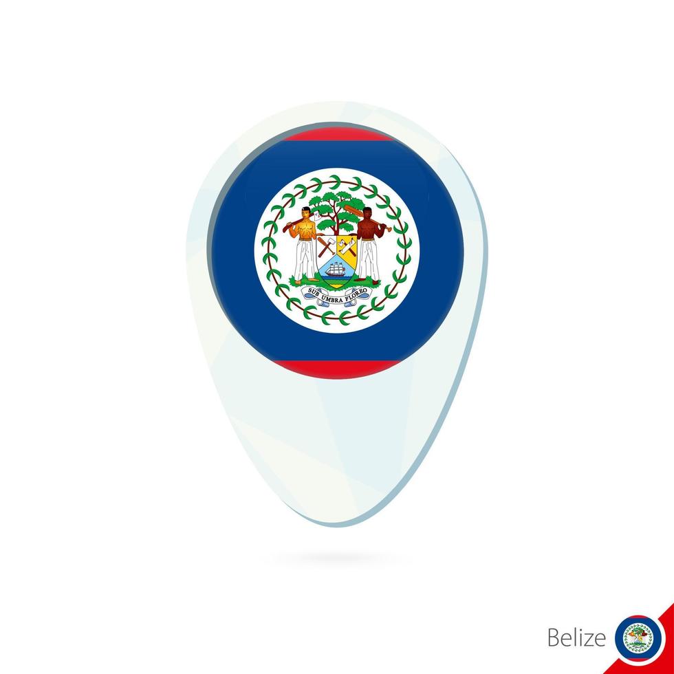 ícone de pino do mapa de localização da bandeira de Belize em fundo branco. vetor