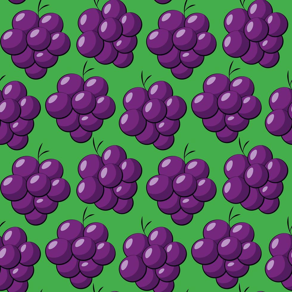 padrão vetorial sem costura com uva roxa de desenho animado vetor
