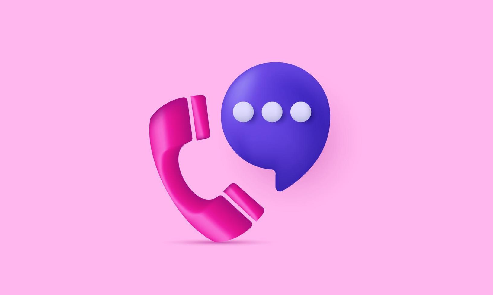 ícone 3d de bolha de fala de monofone de telefone exclusivo isolado no vetor