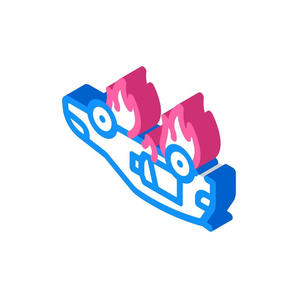 ilustração em vetor ícone isométrico de carro elétrico de fogo