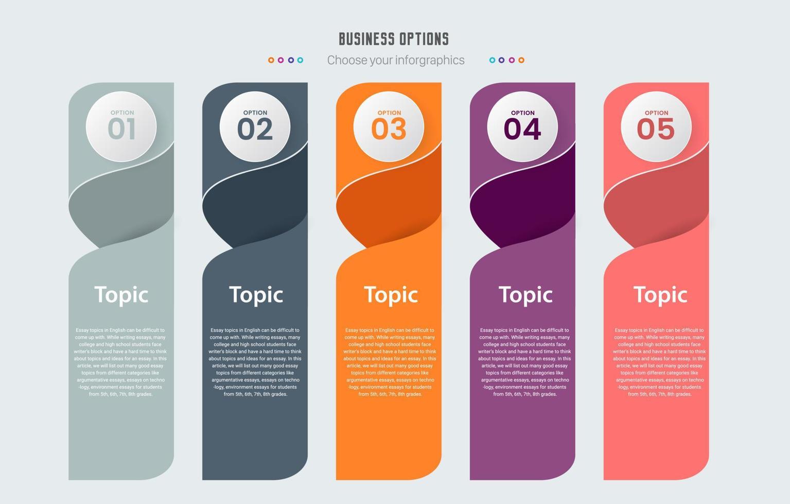 ilustração vetorial de layout de cinco infográficos vetor