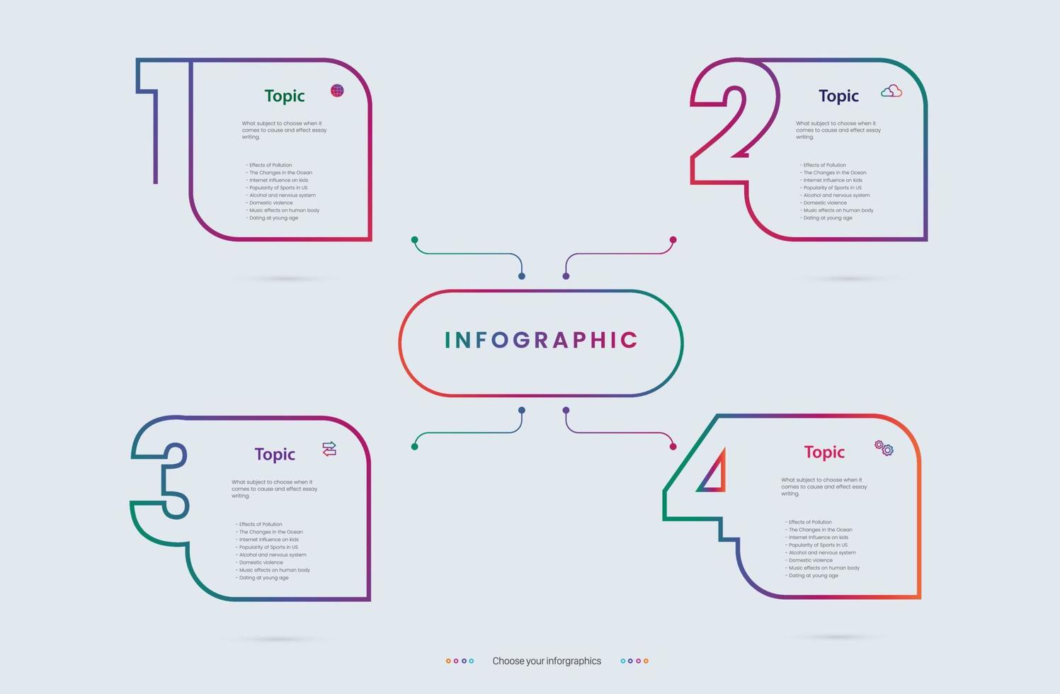 etapas de design de níveis de infográfico para apresentação e conjunto de design de banners de opção vetor