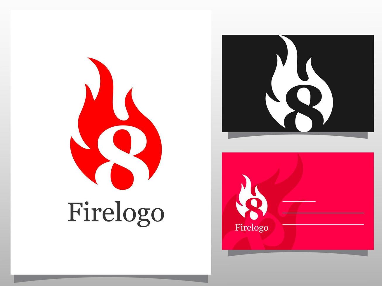 logotipo design de logotipo de fogo com número vetor