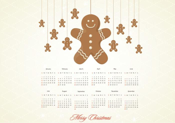 Vetor Calendário de Gingerbread