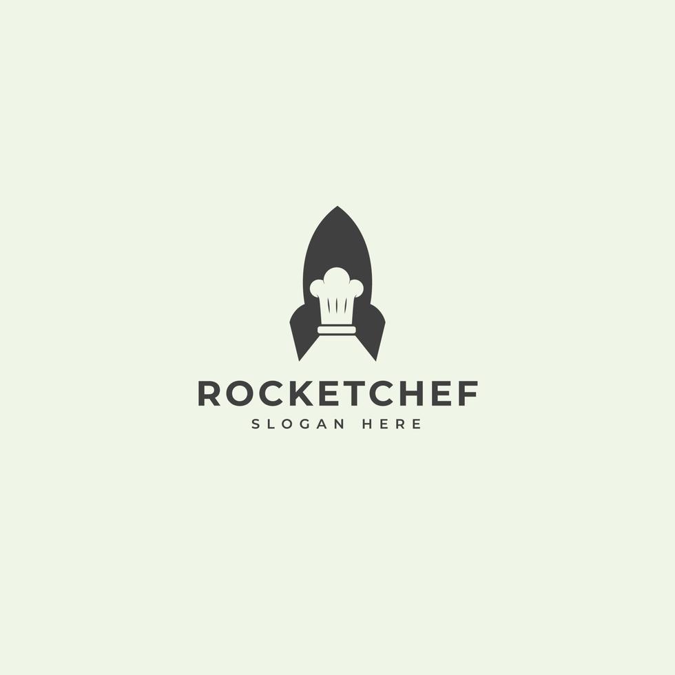 design de logotipo de foguete com chapéu de chef vetor