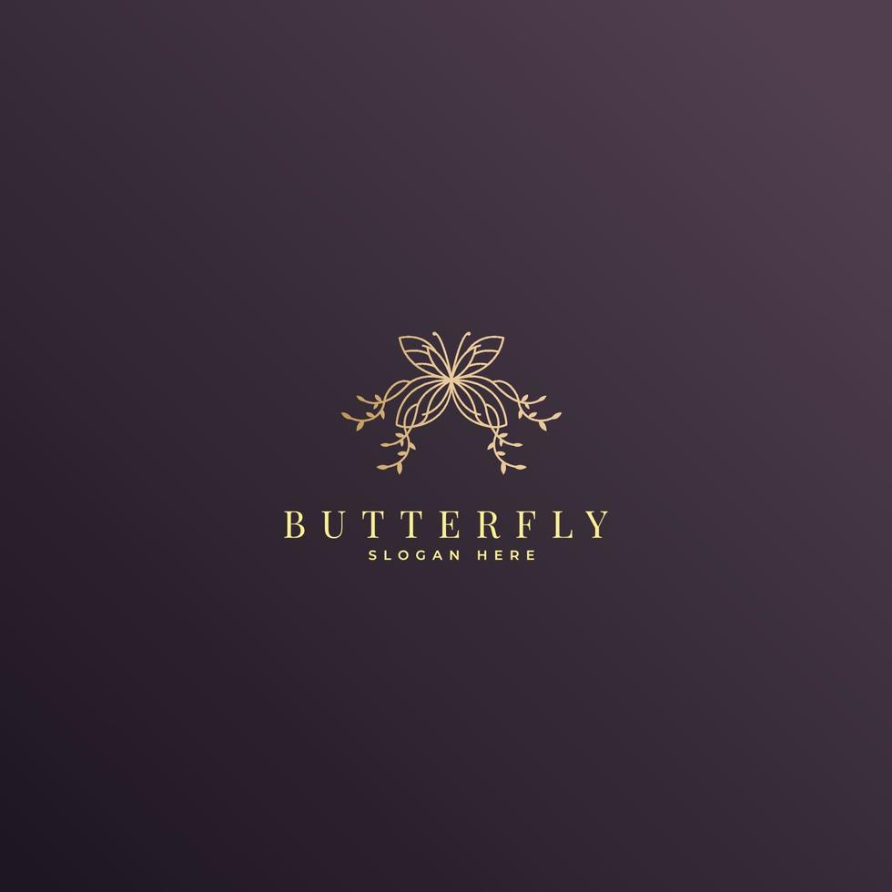 design de logotipo de flor de natureza borboleta de luxo vetor