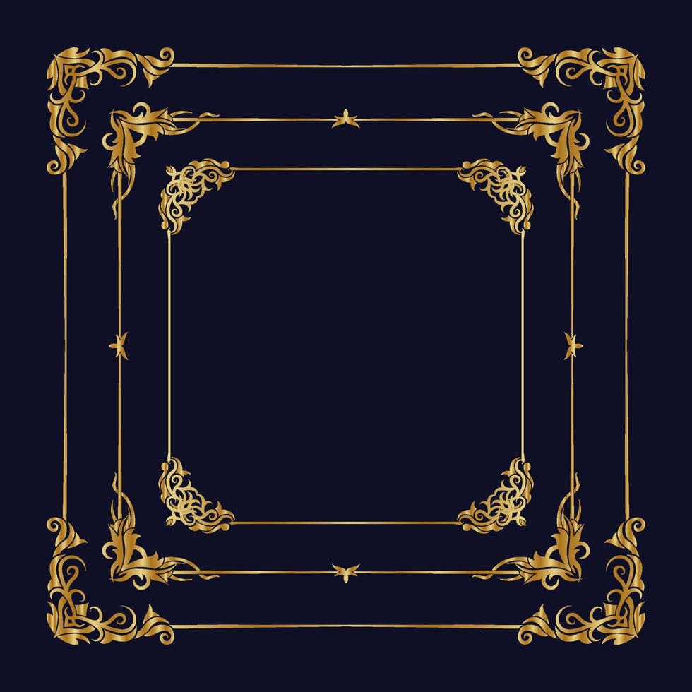 conjunto de vetores de moldura vintage, borda clássica de cor dourada