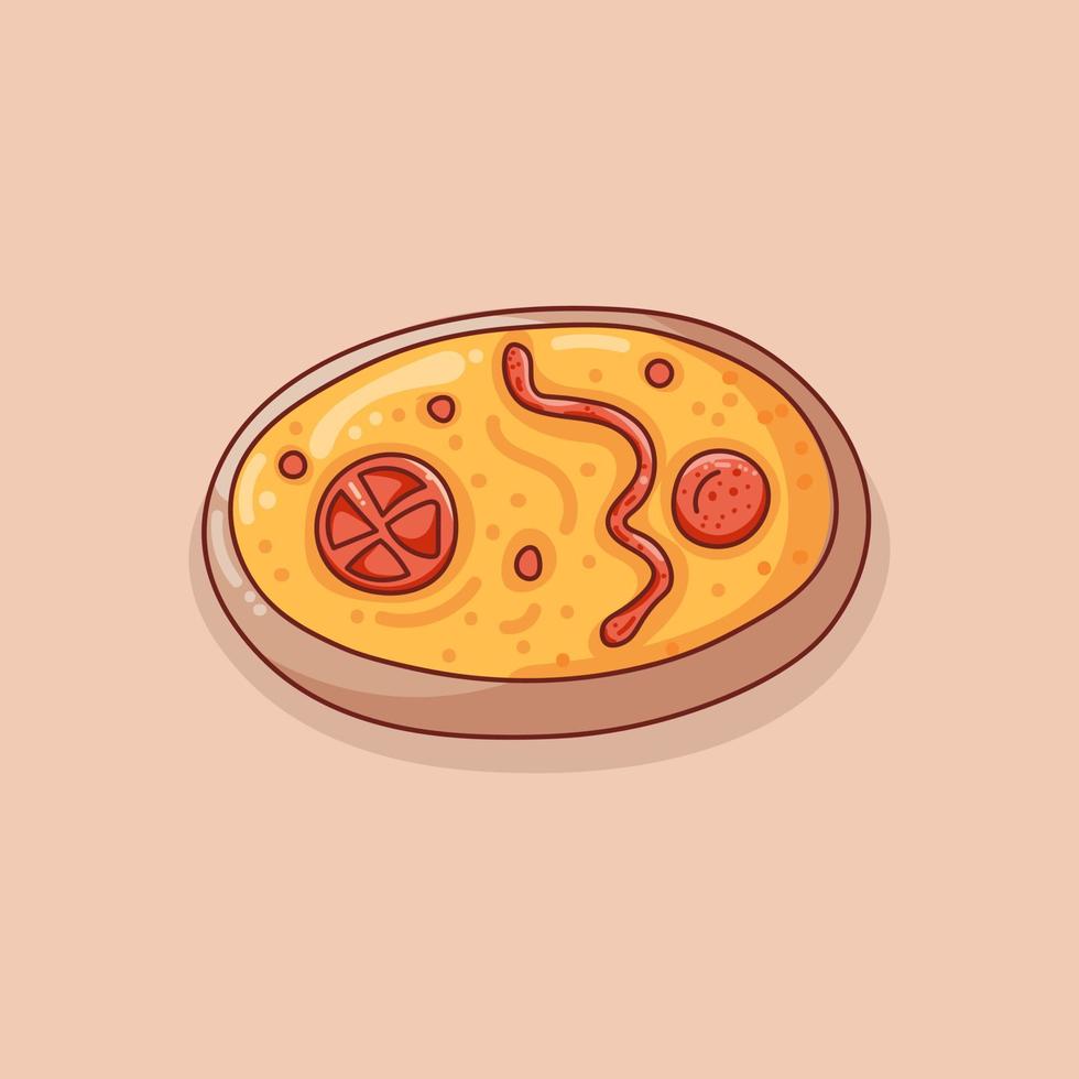 ilustração vetorial de panela de pizza deliciosa desenhada à mão vetor