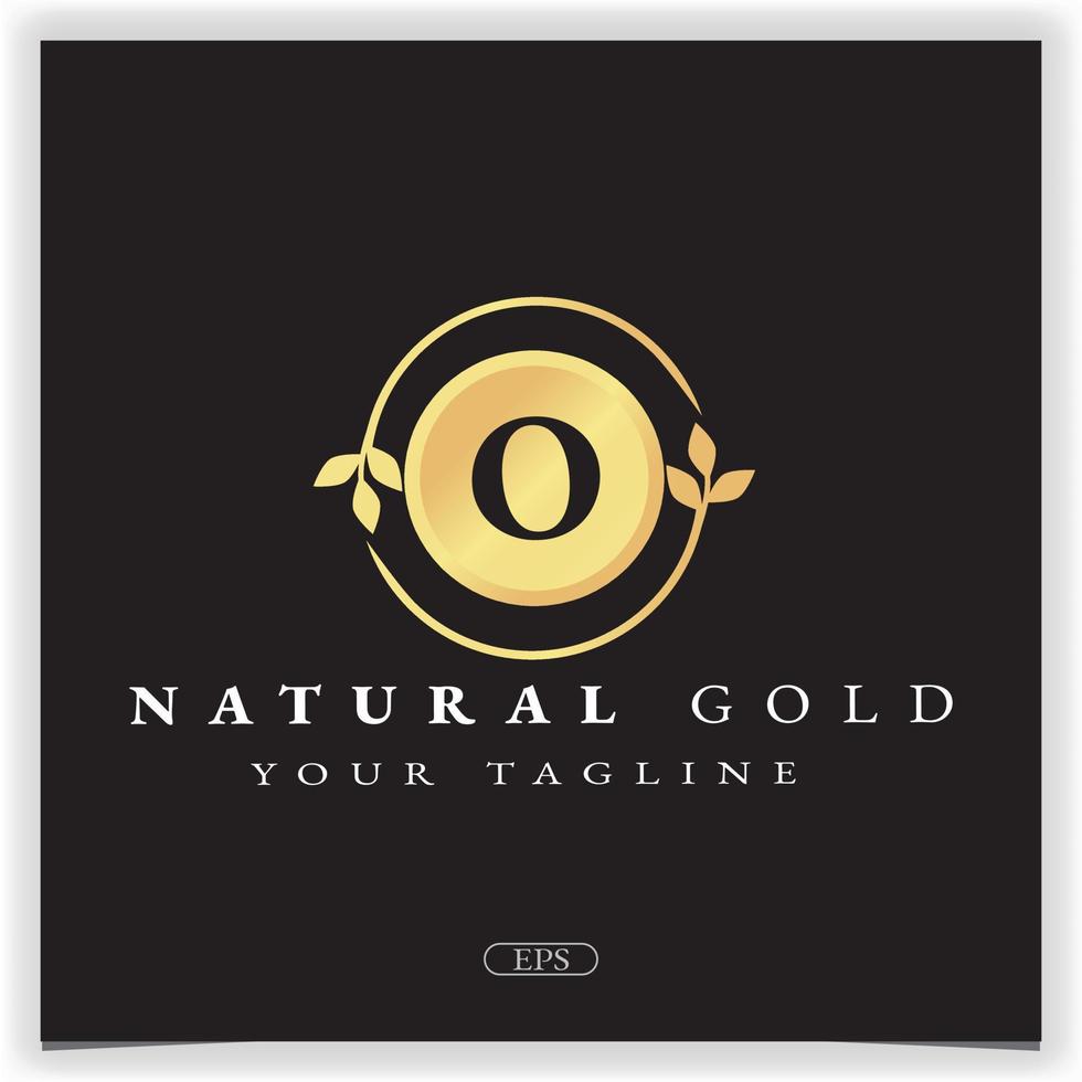 natureza ouro letra o logotipo modelo elegante premium vetor eps 10