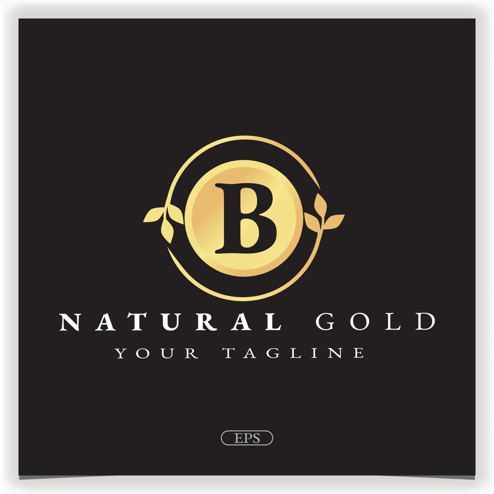 natureza ouro letra b logotipo modelo elegante premium vetor eps 10
