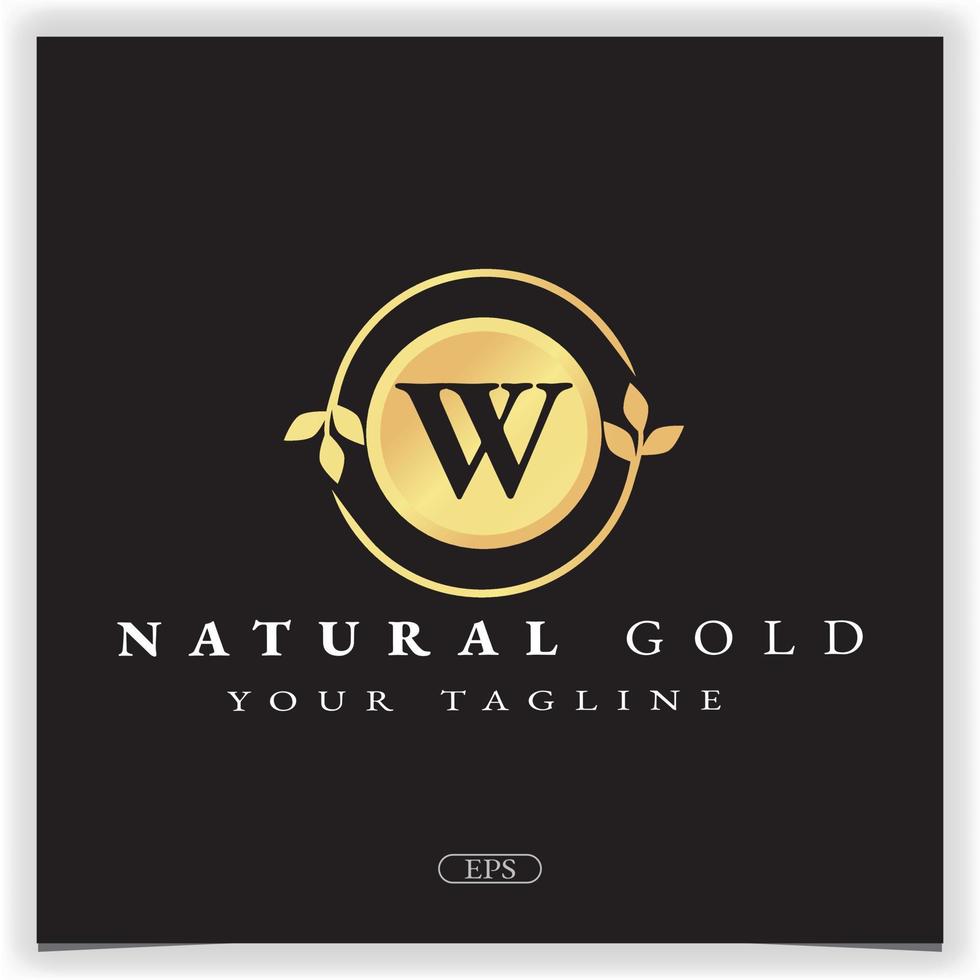 natureza ouro letra w logotipo modelo elegante premium vetor eps 10