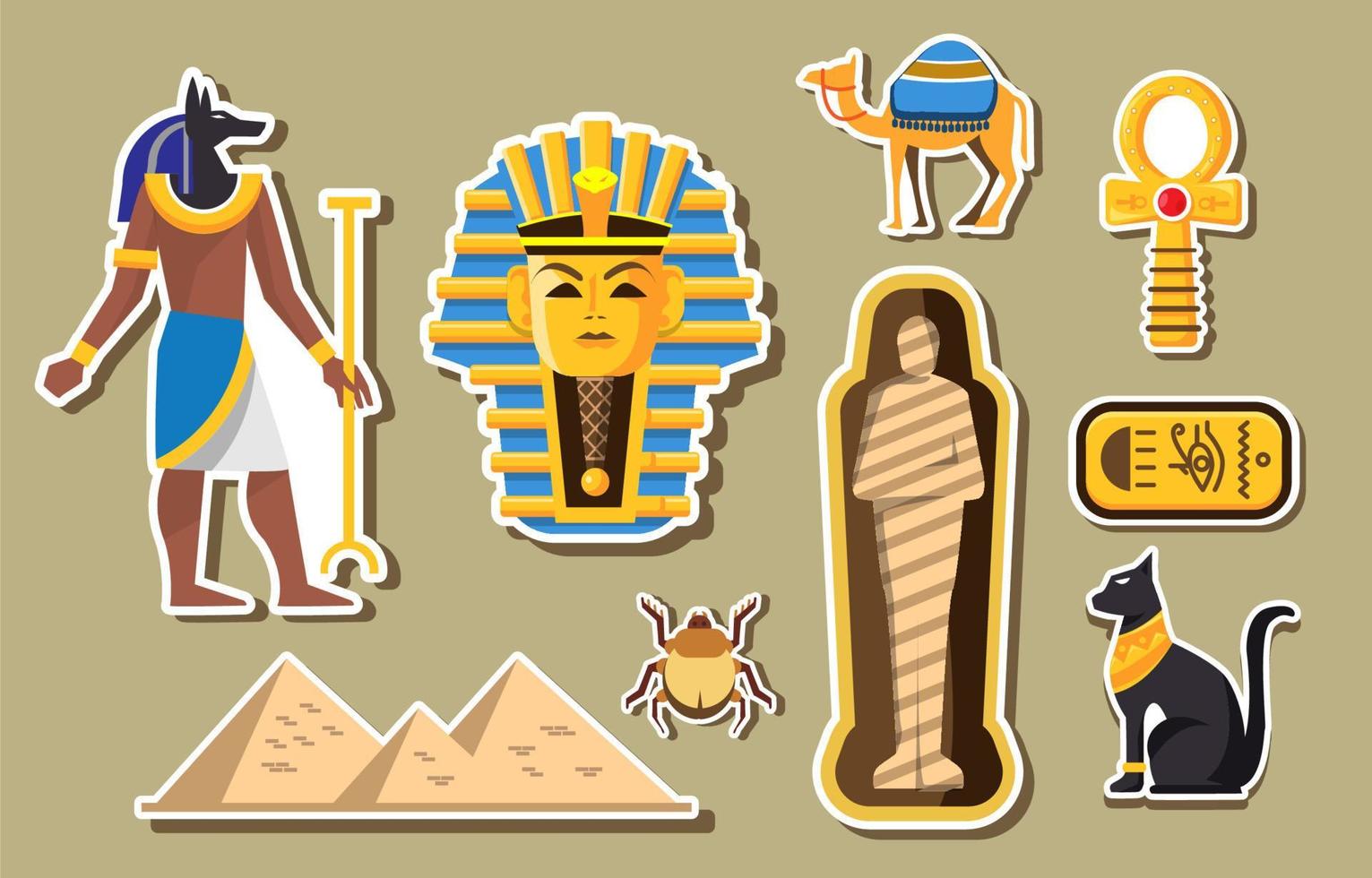 coleção de adesivos de cultura egípcia antiga vetor