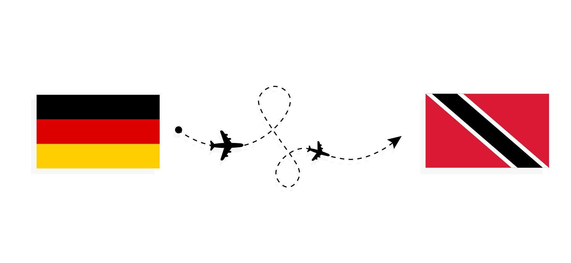 voo e viagem da alemanha para trinidad e tobago pelo conceito de viagem de avião de passageiros vetor