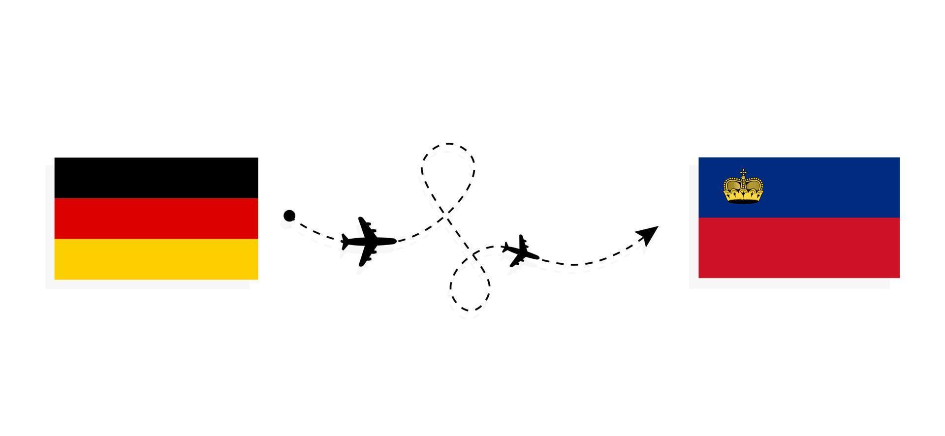 voo e viagem da alemanha para liechtenstein pelo conceito de viagem de avião de passageiros vetor