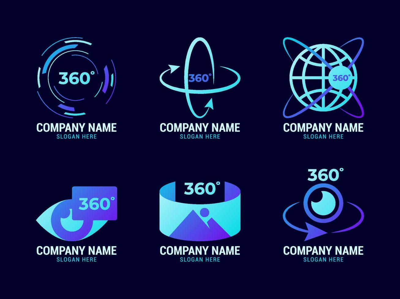 conjunto de logotipo de tecnologia 360 vetor