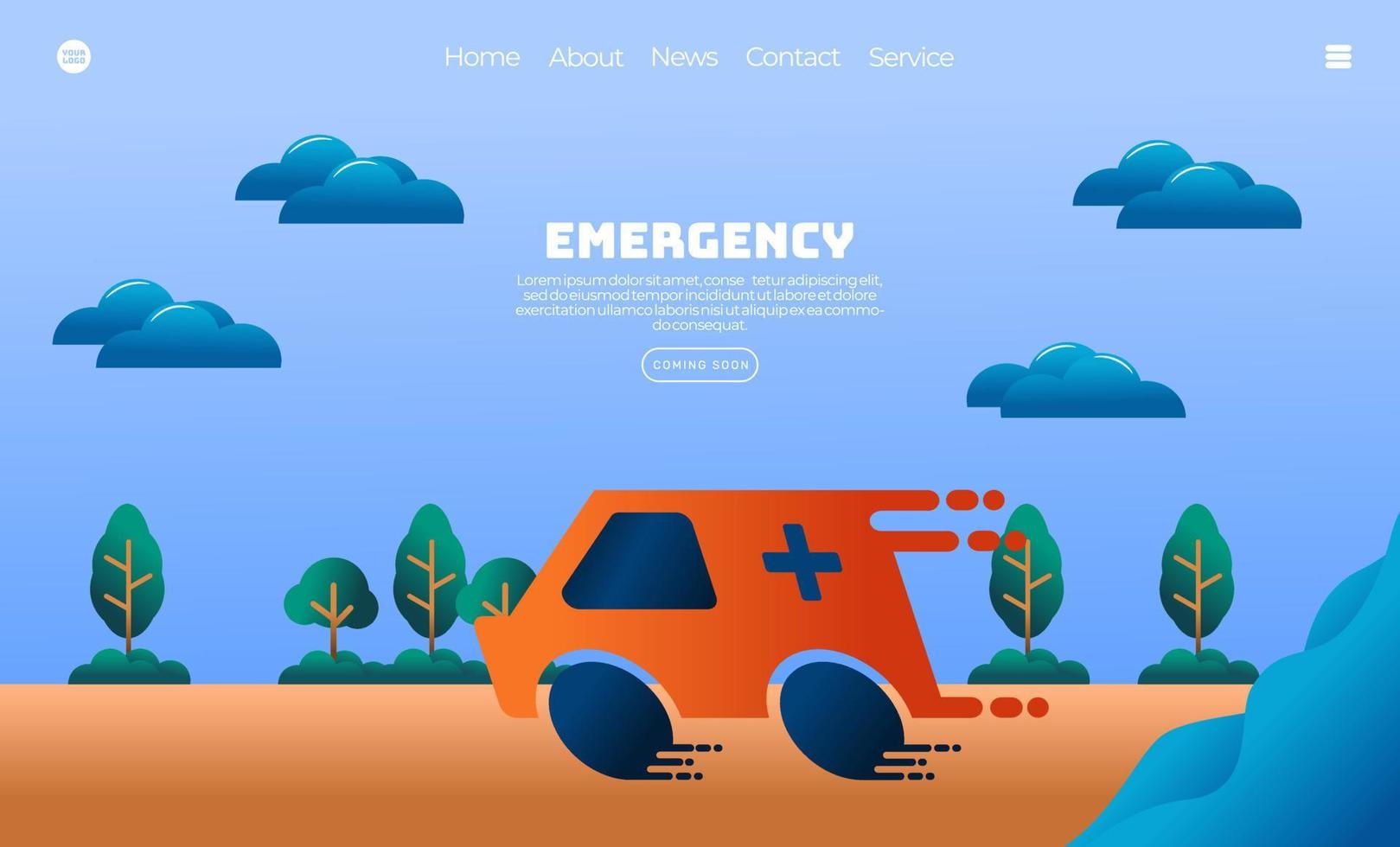 ilustração vetorial gráfico de ambulância em alta velocidade devido à emergência. saúde e conceito médico. perfeito para página de destino da web, banner, pôster, etc. vetor