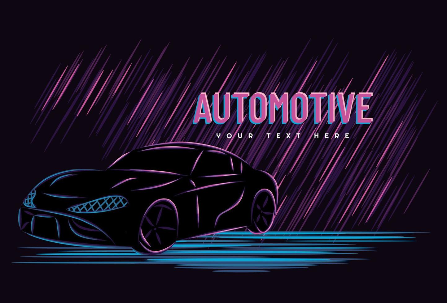 gráfico de ilustração vetorial do conceito automotivo de carro com estilo de sinal de néon de arte de linha, bom para camiseta, banner, pôster, página de destino, panfleto vetor