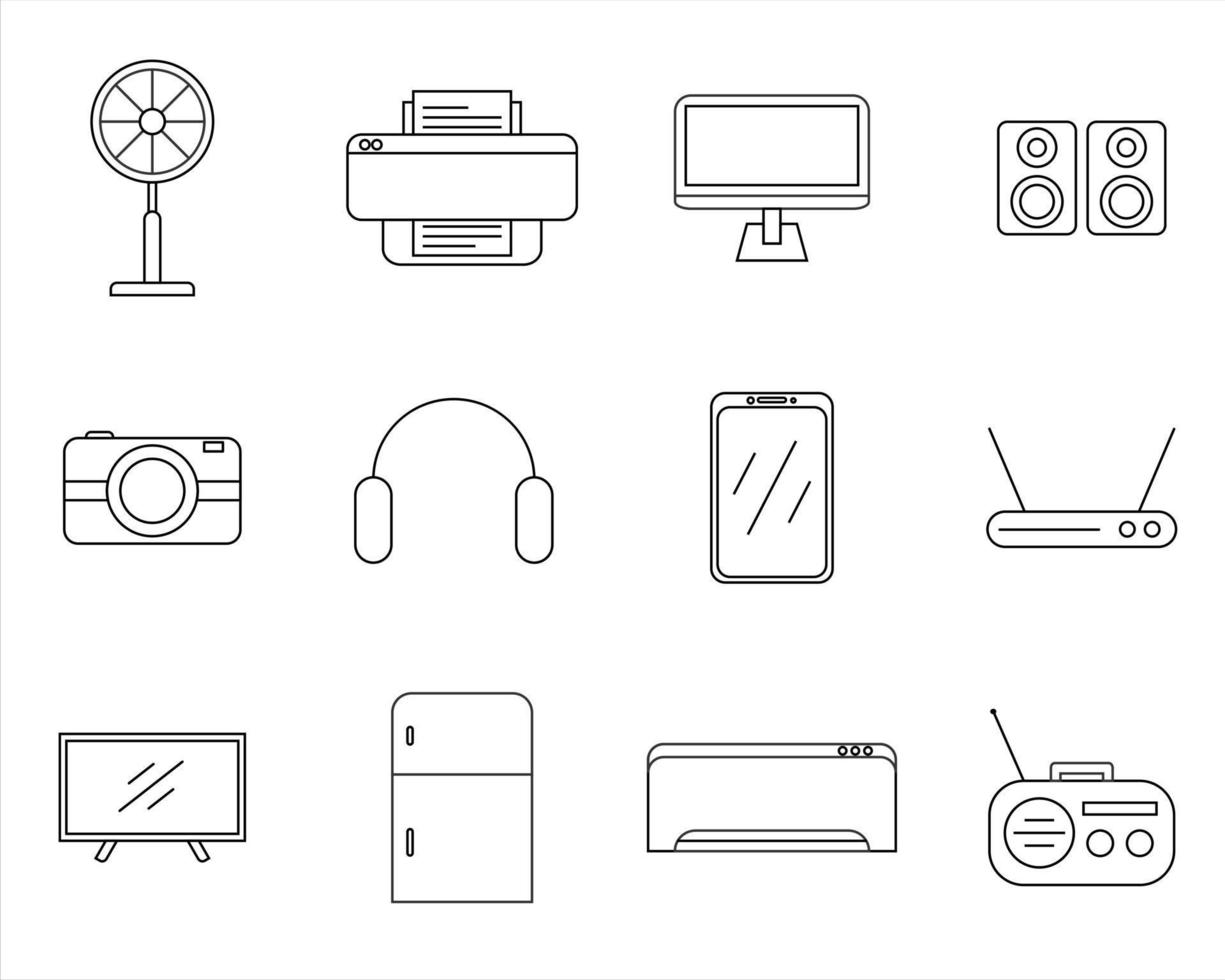 conjunto de ícones eletrônicos. ícone de tecnologia em design simples vetor