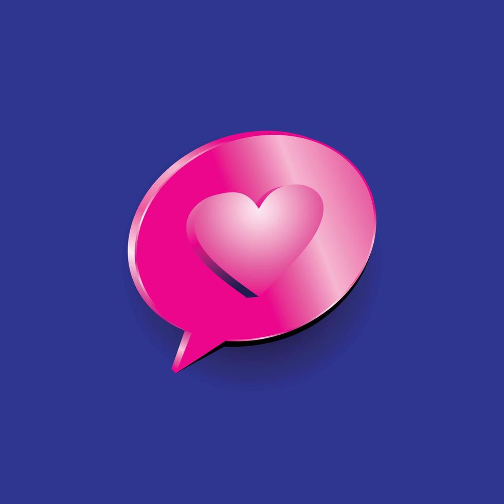 ícone de balão de palavra com design vetorial realista de símbolo de amor vetor