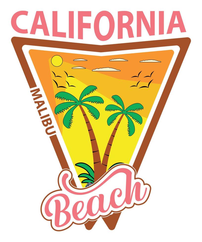 design de camiseta de vetor de praia de malibu da califórnia