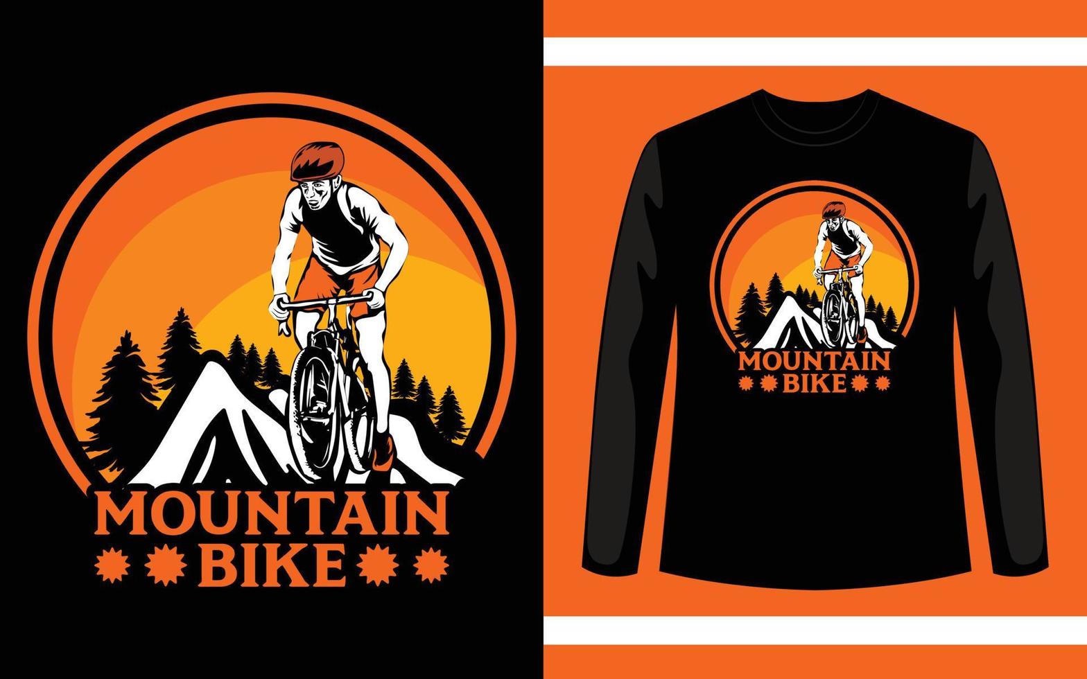 modelo de design de camiseta de vetor de bicicleta de montanha