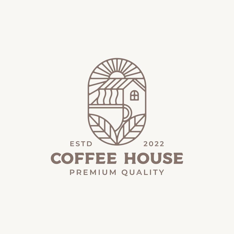 modelo de design de logotipo de casa de café vetor