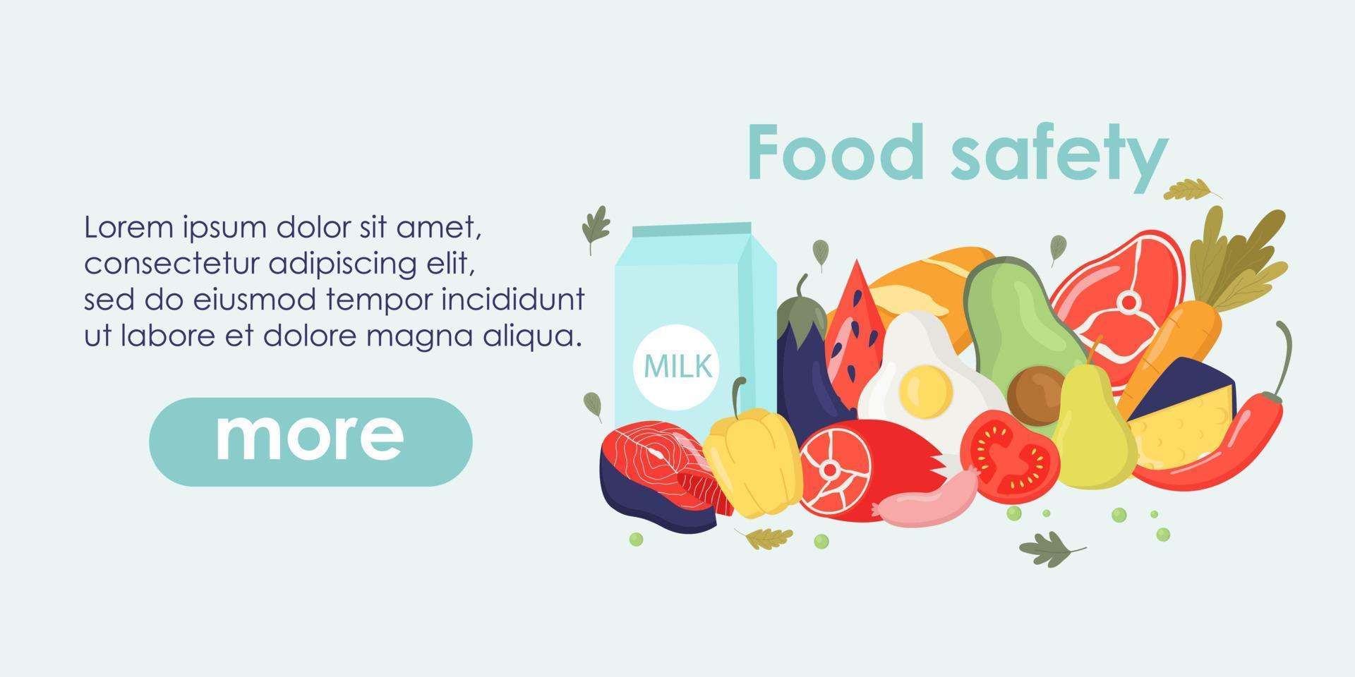 banner da web para o dia internacional da segurança alimentar. conceito de ilustração vetorial plana de segurança alimentar saudável para banner, site, modelo de página de destino, anúncio e folheto vetor