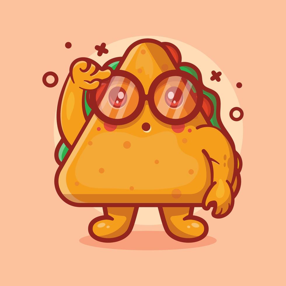 mascote de personagem de comida de sanduíche de triângulo genial com desenho isolado de expressão de pensamento em design de estilo simples vetor