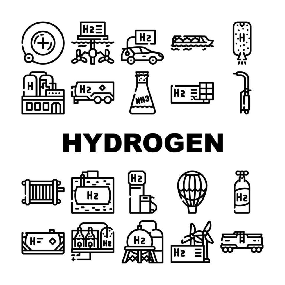 conjunto de ícones de coleta de gás de energia de hidrogênio vetor