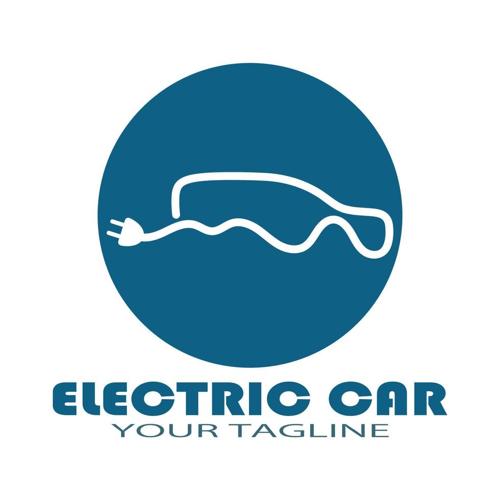 carro eco e vetor de logotipo de ícone de tecnologia de carro verde elétrico.